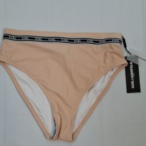 Karl Lagerfeld Nude Bikini Bottoms with Logo Waistband